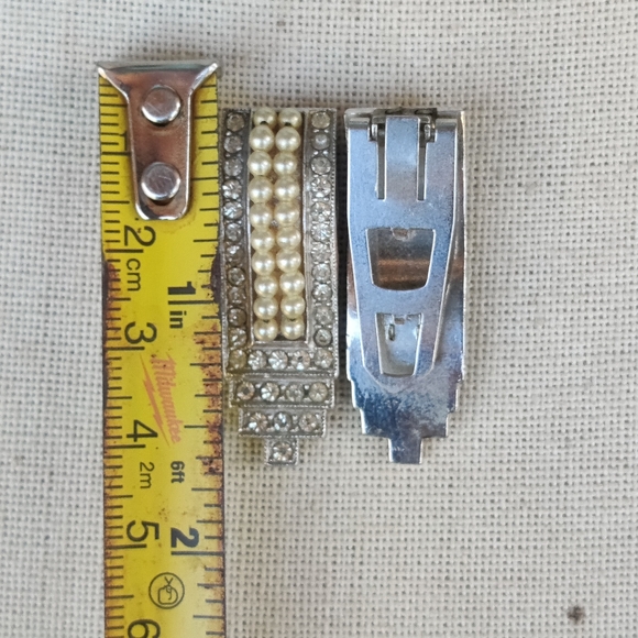 Antique Art Deco Pearl And Paste Dress Clips - Picture 6 of 8